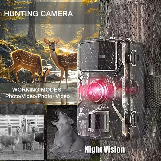 Trail Camera, 1080P Mini Game Camera with Night Vision 0.8S Trigger Time | Motion Activated 130°Wide-Angle, Waterproof Trail Cam 2.0” HD TFT Screen,Hunting Camera for Outdoor Wildlife Monitoring