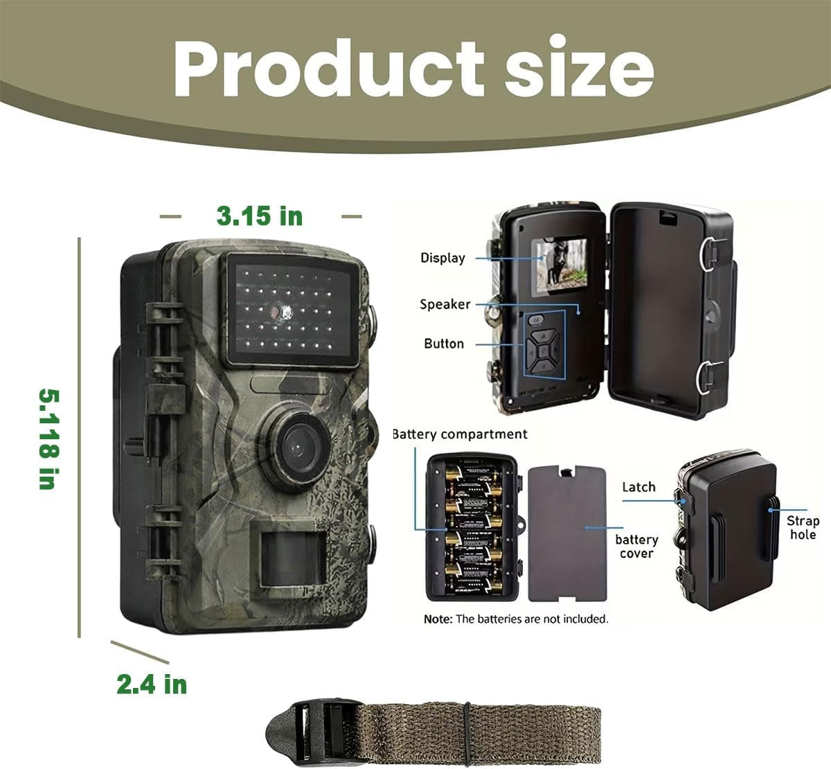 Trail Camera, 1080P Mini Game Camera with Night Vision 0.8S Trigger Time | Motion Activated 130°Wide-Angle, Waterproof Trail Cam 2.0” HD TFT Screen,Hunting Camera for Outdoor Wildlife Monitoring