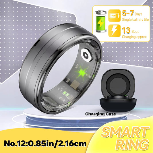 EIGIIS New R06 Smart Ring Men Women, Heart Rate and Blood Oxygen Monitor IP68 & 5ATM Waterproof Multi-Sport Mode for Android IOS