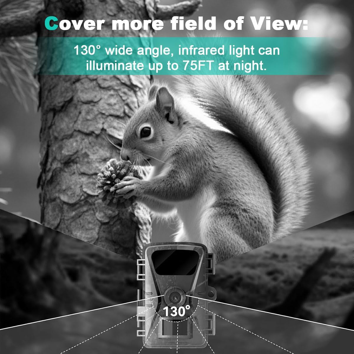 Trail Camera, 1080P Mini Game Camera with Night Vision 0.8S Trigger Time | Motion Activated 130°Wide-Angle, Waterproof Trail Cam 2.0” HD TFT Screen,Hunting Camera for Outdoor Wildlife Monitoring