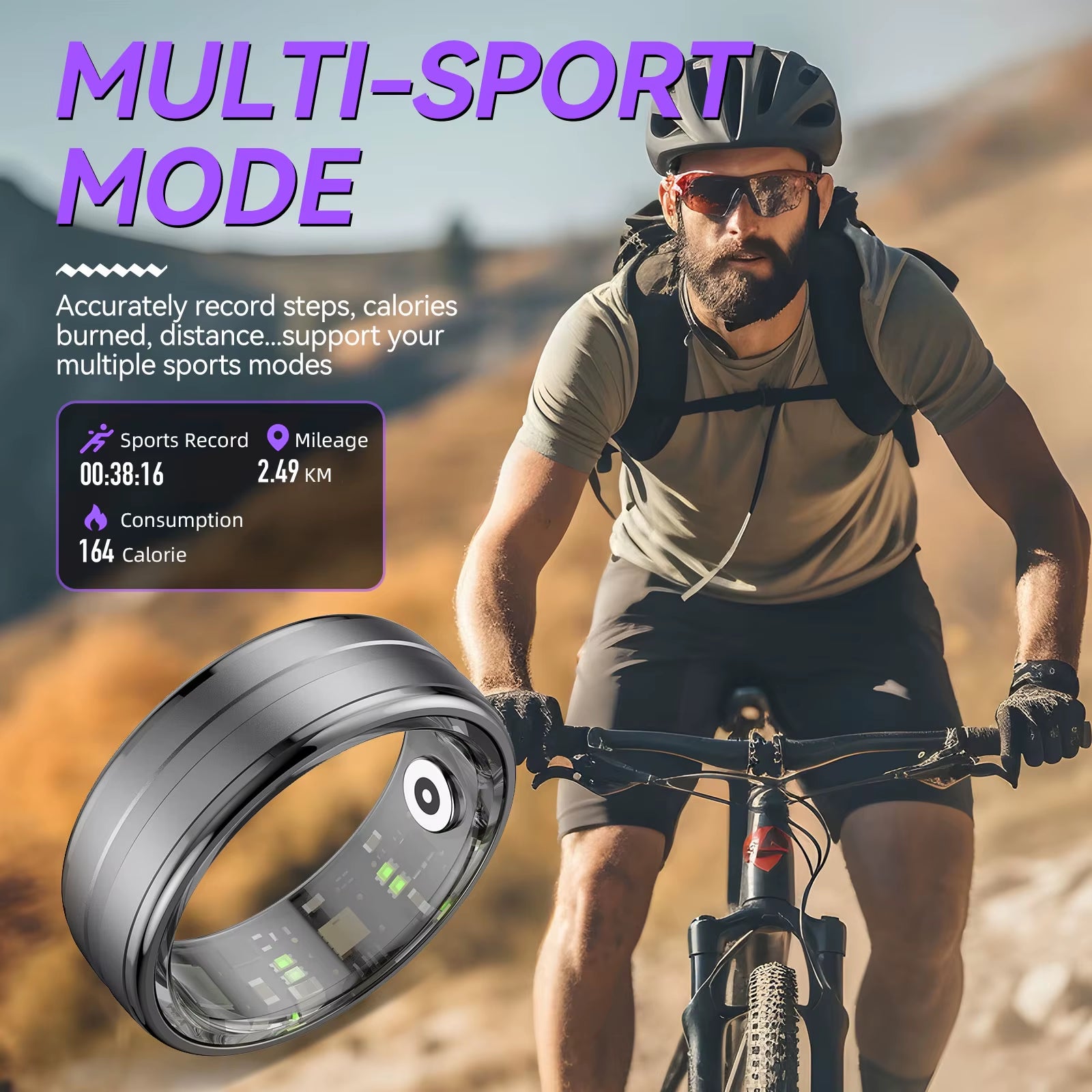 EIGIIS New R06 Smart Ring Men Women, Heart Rate and Blood Oxygen Monitor IP68 & 5ATM Waterproof Multi-Sport Mode for Android IOS